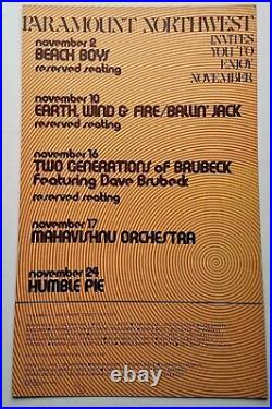 Original (1973) EARTH, WIND & FIRE The Beach Boys Concert Cardboard POSTER