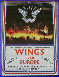 Original 1976 Wings Paul McCartney concert poster Paris France Wings Over Europe