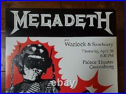 Original 1988 Megadeth Concert Poster Pittsburgh Rock Thrash Metal Vintage