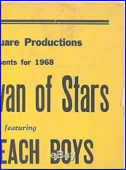 Original BEACH BOYS, BOX TOPS cardboard concert poster Pittsfield, MA 1968 rare