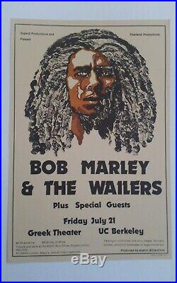 Original Bob Marley Concert Poster from 1970s UC Berkeley Fillmore Era