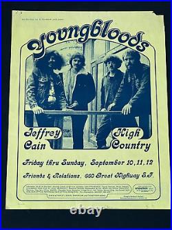 Original Concert Poster 1971 Friends & Relations Great Highway Youngbloods AOR