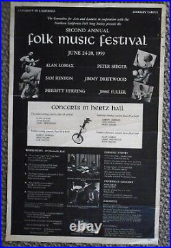 Original Concert Poster-2nd Annual Berkeley Folk Music Festival-seeger++/1959