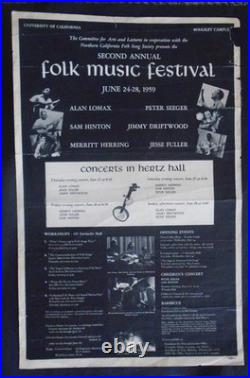 Original Concert Poster 6/28/1959-berkeley Folk Festival-peter Seeger Alan Lomax