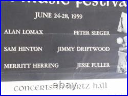 Original Concert Poster 6/28/1959-berkeley Folk Festival-peter Seeger Alan Lomax