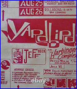 Original Concert Poster Yardbirds Carousel/rollarena Aor2.293 Jimmy Page 8-25-67