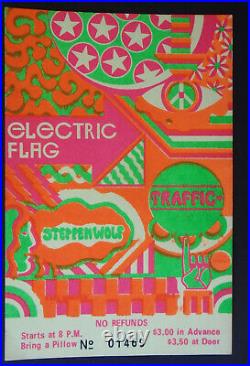 Original Concert Ticket Electric Flag Traffic Wolf- Earl Warren Santa Barbara 68