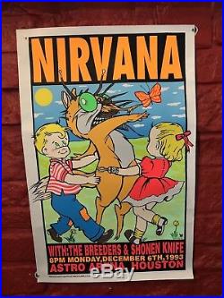 Original Kozik 1993 concert POSTER Nirvana Breeders Houston SilkScreen
