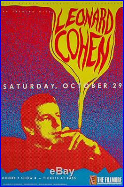 Original Leonard Cohen 1988 Fillmore Auditorium SF Concert Poster F57