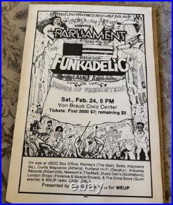 Original Parliament Funkadelic Concert Poster Von Braun Civic Center-Late 70's