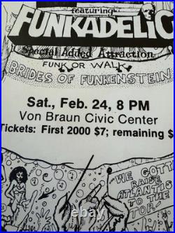 Original Parliament Funkadelic Concert Poster Von Braun Civic Center-Late 70's