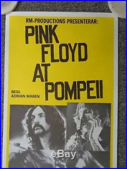 Original Pink Floyd Live At Pompeii Swedish Movie Concert Poster Insert