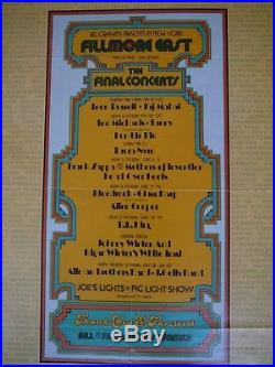 Original Poster For Final Concerts @ Fillmore East NYC May/June 1971 Zappa etc