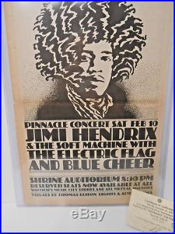 Original Poster SZ JIMI HENDRIX Shrine Auditorium Los Angeles Concert Ad 1967