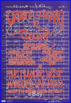 Original Vintage 1960s FILLMORE Concert Poster Ornette Cole