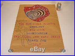 Original Vintage 1992 Lollapalooza Pearl Jam Soundgarden Concert Promo Poster