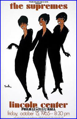Original Vintage Concert Poster The Supremes at Lincoln Center by Joe Eula 1965
