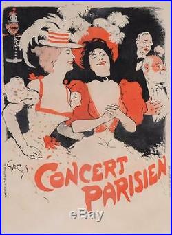 Original Vintage French Poster Concert Parisienl by Grun 1897