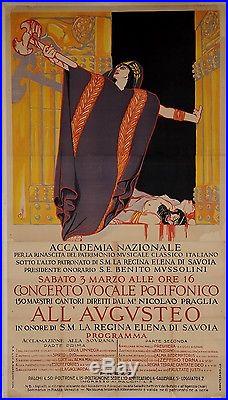 Original Vintage Italian OVERSIZE Poster for ALL' AVGVSTEO Concert Opera