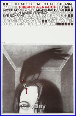 Original Vintage Poster Concert a la Carte 1981 Theater Belgium Surreal Raven