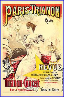 Original Vintage Poster Paris Trianon Revue French Theater 1894 Concert Showgirl