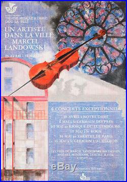 Original Vintage Poster Violin French Marcel Landowski Concert 1987 Music Paris