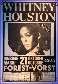 Original Vintage Whitney Houston Concert Poster German Tour Pin-up 1980s Music