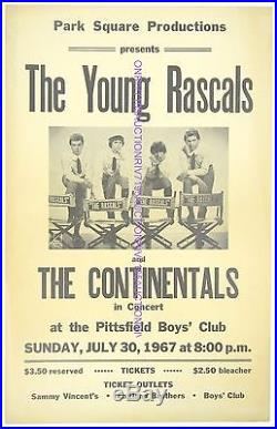 Original YOUNG RASCALS cardboard concert poster Pittsfield, MA EX 1967 BEAUTY