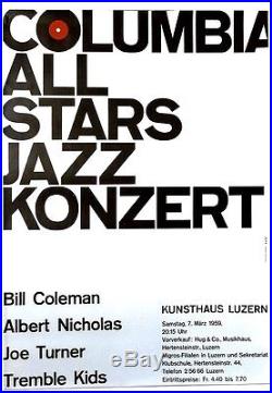 Original vintage poster COLUMBIA ALL STARS JAZZ CONCERT 1959