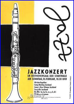 Original vintage poster GERMAN JAZZ CONCERT STUTTGART c. 1956