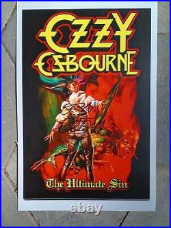 Ozzy Osbourne signed concert poster Rob Zombie signed Print COA backstage Pass