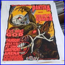 PANTERA White Zombie Rare and Amazing Jaeger Silk Screen Concert Poster 1996 s/n