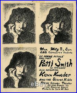 PATTI SMITH Original 1975 Concert Poster Before her Debut Album