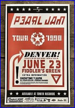 PEARL JAM Tour 1998 Fiddler's Green, Denver, CO, 6-23-98 Official Concert Poster