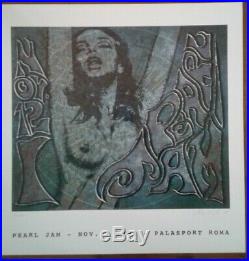 PEARL JAM concert poster Rome Italy 1996 original # 30/1000 with8 cards green lady