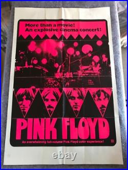 PINK FLOYD 1972 ORIG. CONCERT 1 SHEET MOVIE POSTER 27x41 (F/VF) HOT PINK STYLE