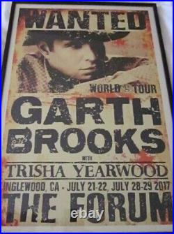 POSTER CONCERT Garth Brooks with Trisha Yearwood Inglewood July 2017 Framed