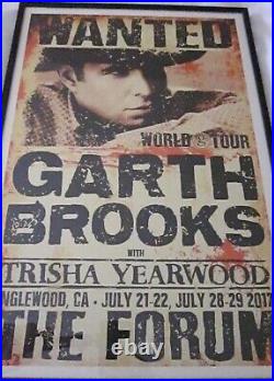 POSTER CONCERT Garth Brooks with Trisha Yearwood Inglewood July 2017 Framed
