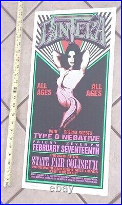 Pantera Concert Poster 12x22 Dimebag Type O Negative 2/17/95 Arminski Art SIGNED