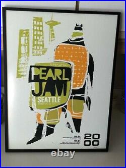 Pearl Jam 2000 Poster Framed Seattle Concert Nov Ames Brothers RARE 22 x 17 PJ