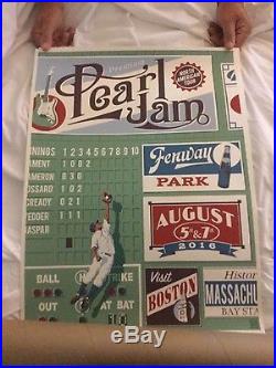 Pearl Jam 2016 Fenway Park Concert Poster Steve Thomas Green Monster SOLD OUT