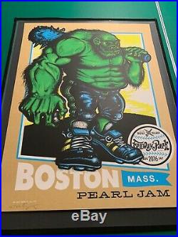Pearl Jam Concert Poster Fenway 2016 AMES Green Monster Variant Artist Ed S/N