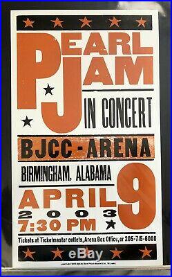 Pearl Jam Hatch Show Print Concert Poster @ BJCC Arena Pelham Birmingham AL 2003