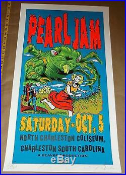 Pearl Jam TAZ silkscreen day glow concert poster 1996