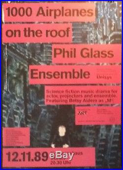 Phil Glass 1000 AIRPLANES 1989 Fluxus Electronic Music Concert Lithograph Poster