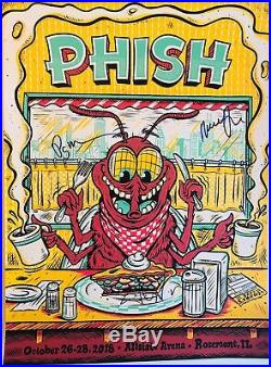 Phish group signed concert poster 2018 chicago trey anastasio mike gordon page