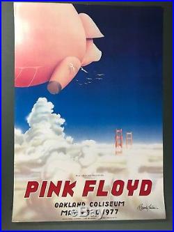 Pink Floyd Flying Pig Concert Poster Oakland Coliseum Aor 4.47 1st Edit Signed