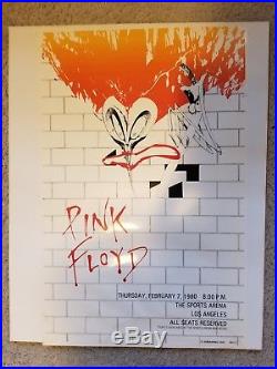Pink floyd the wall RARE 1980 LA concert poster 19 1/2 x13
