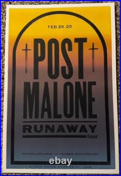 Post Malone Runaway Tour Columbia, SC FEB 2020 Hatch Show Print Poster
