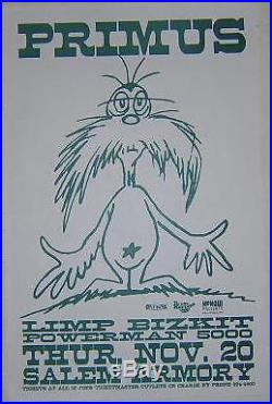 Primus Les Claypool Limp Bizkit Rare Original 1997 Dr Suess Lorax Concert Poster